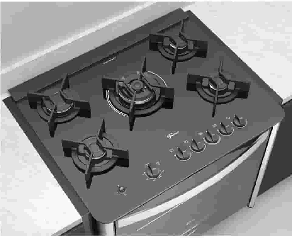 FISCHER FOGÃO DE EMBUTIR À GÁS 5 BOCAS TRIPLA CHAMA GRAN CHEFF COM DOURADOR 220V - 28550-65541