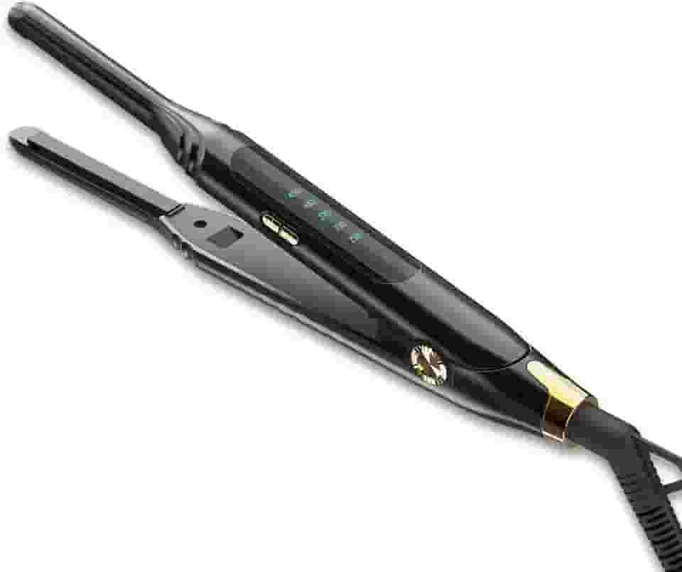 Mvxitanny Lápis Chapinha 3/10'' Chapinha Pequena Para Cabelo Curto, Corte Pixie E Franja, Chapinha Para Cabelo Edge Com Display Led, Mini Chapinha De Viagem Com Voltagem Dupla, Desligament