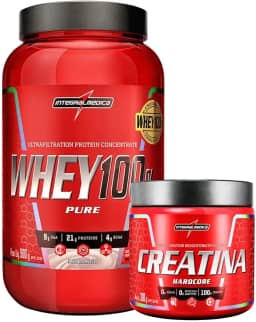 Combo Whey Protein Concentrado Morango + Creatina Hardcore - Integralmédica