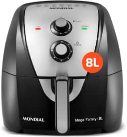 MONDIAL Fritadeira Sem Óleo Air Fryer 8L, Preto/Inox, 1900W, 110V - AFN-80-BI