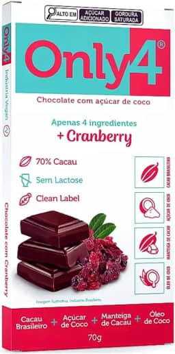 Chocolate 70% Cacau com Cranberry 70g - Only4