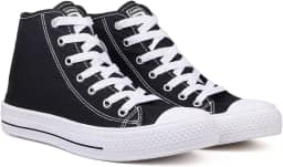 Tenis Casual Feminino Preto Botinha Cano Médio Coleção Moda Leve