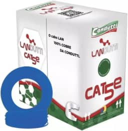 Cabo Rede Azul 305 metros Landutti Upt Cat5e RJ-45 cat5 CFTV 100% Cobre Condutti