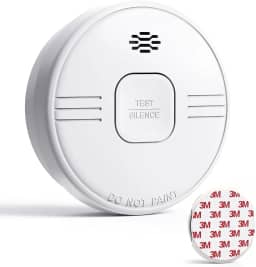 Ecoey Detector de fumaça 10 anos operado por bateria com sensor fotoelétrico, detector de fumaça inteligente com função de silêncio e sinal de aviso de bateria fraca, alarme de fumaça para casa