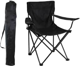 Cadeira de Camping Dobrável com Porta-Copos – Leve, Compacta e Portátil para Praia, Pesca e Viagens