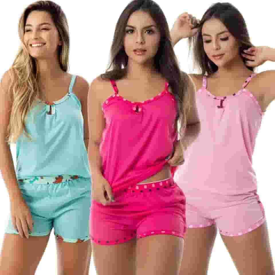 Kit com 3 Baby Doll Malha Conforto | Pijama Verão Joice