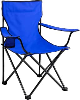 Cadeira Dobrável Apoio Braço Praia Camping Porta Copos Pesca Com Bolsa Até 120kg (Azul Claro)