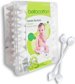 Hastes Flexíveis Cotonete Bebe Bastonetes Bellacotton Caixa C/ 50unidades