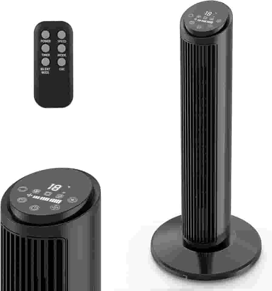 Hivento Ventilador Torre, Velocidade de 6m/s, 3 Velocidades, 3 Modos de Vento, Oscilação de 70°, Timer de 15h, Controle Touch Econômico – Ventilador para Quarto, Sala e Uso Doméstico,220v