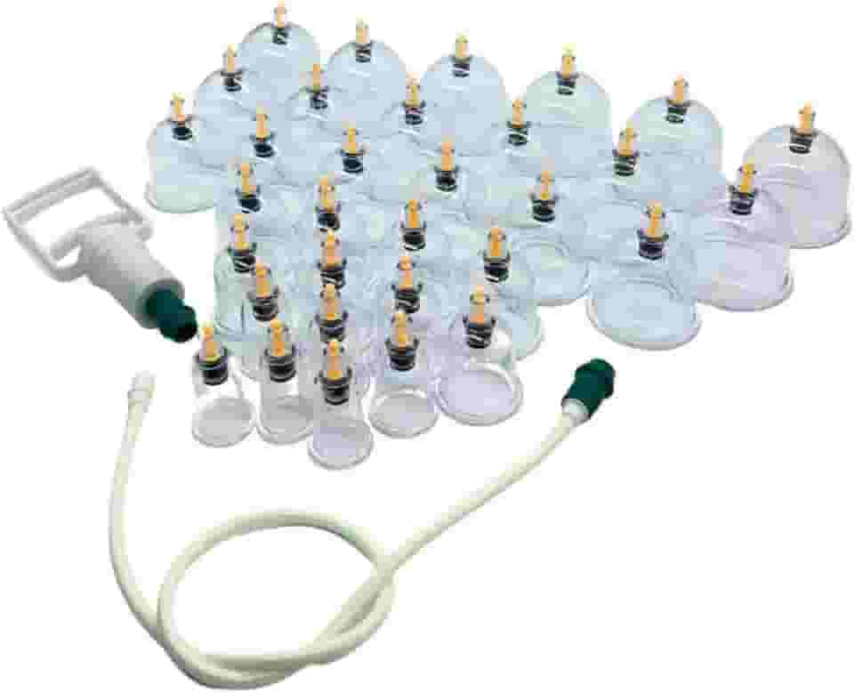 Kit Com 32 Copos Ventosa Ventosaterapia Guasha Cupping Vacuoterapia Massoterapia Sucção Bomba Vácuo