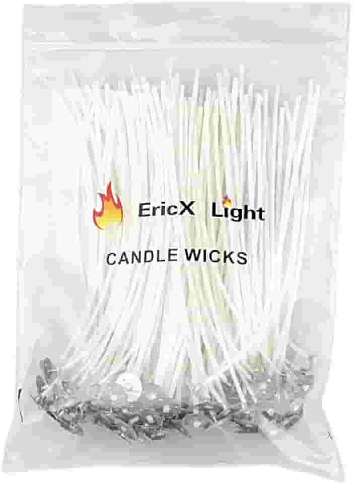 EricX Light 100 peças de pavio de vela de algodão pré-encerado para fazer velas, faça você mesmo