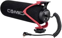 COMICA CVM-V30 LITE Microfone Shotgun Supercardioide de Vídeo para Câmeras DSLR Canon, Nikon, Sony e Panasonic, Microfone Condensador com Cabo de 3,5 mm Compatível com iPhone e Android (Vermelho)