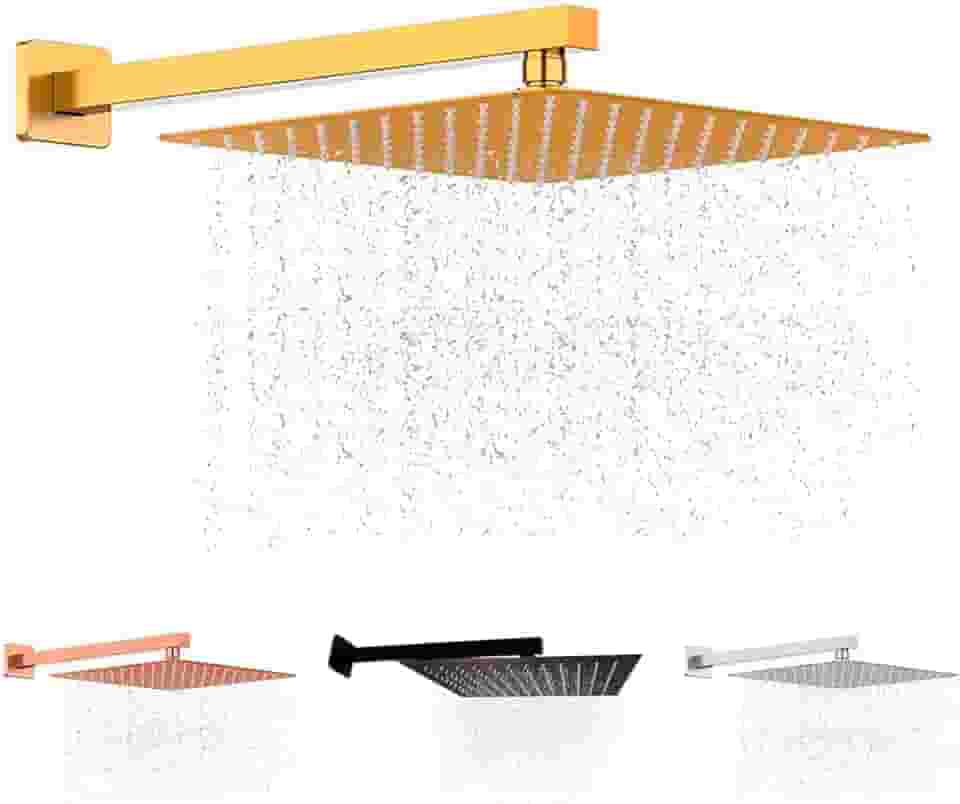 Kit Ducha Inox Chuveiro 25x25 Cm Slim 0,8mm + Cano 40 Cm (Preto)