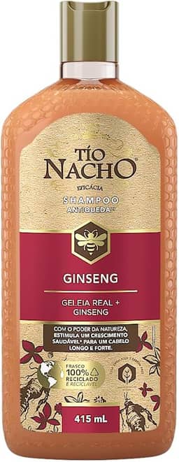 Tio Nacho Shampoo Crescimento Natural Dos Cabelos Com Biotina, Geleia Real E Extrato De Ginseng, Tratamento Antiqueda, Fórmula Fortalecedora Para Cabelos Finos - 415 Ml, 1 Unidade
