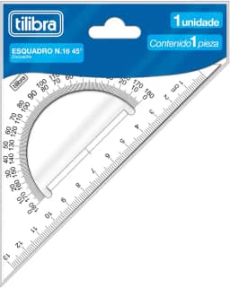 Tilibra - Esquadro Escolar Isósceles N.16 45° Académie, Transparente