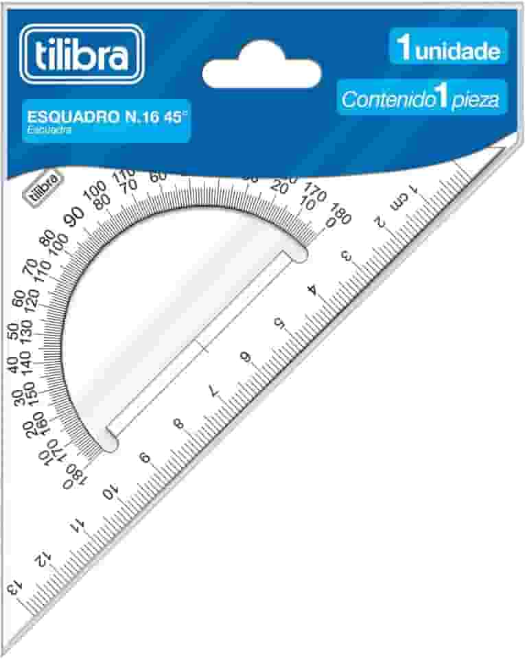 Tilibra - Esquadro Escolar Isósceles N.16 45° Académie, Transparente
