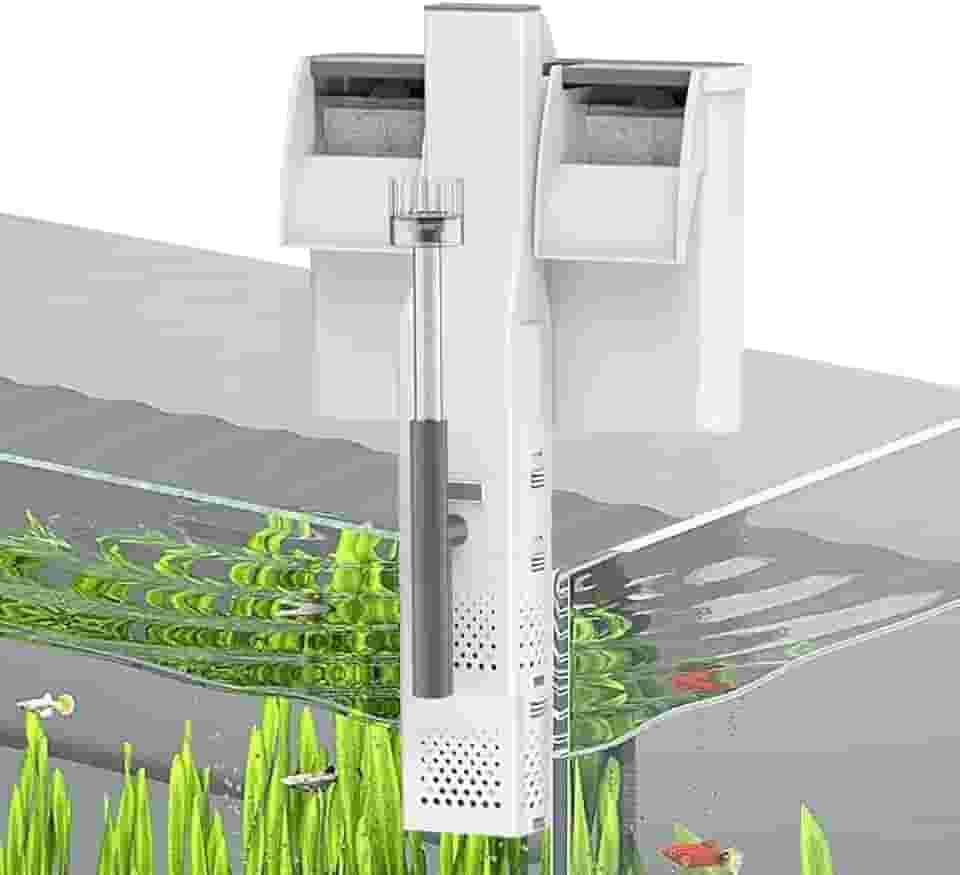Filtro Suspenso para Aquário -500L/h Início Automático do Filtro para Aquário Suspenso, 5W Fluxo Ajustável, Sistema de Filtro para Desodorização e Descontaminação (220V)