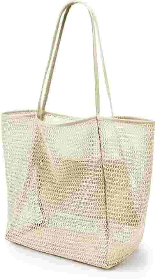 Bolsa de praia, sacola de malha para mulheres, bolsa de ombro de verão para piscina, praia, viagens, férias