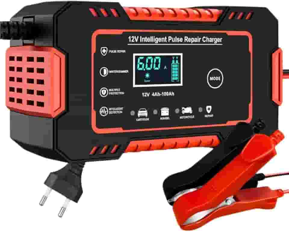 Carregador de Bateria Inteligente 12V Bivolt Para Carro Moto Caminhão Display Digital Proteção Contra Curto Sobrecarga e Superaquecimento Linha Premium Automotiva