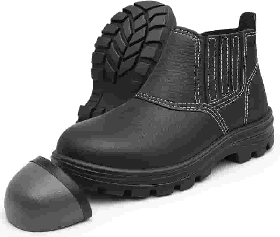 Botina de Segurança Com Bico de Aço Bota de Couro Relax Com Elástico Para Trabalho Tam.33-46