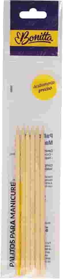 Palitos para Manicure com 6 Unidades, Pequeno, 604BT, Bonitta, Madeira, Bonitta