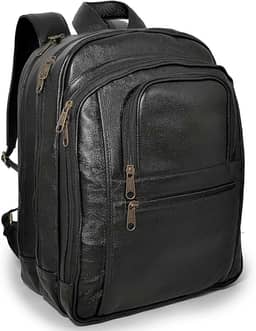 Mochila Executiva Grande De Couro Bovino Para Notebook Cor:Preto