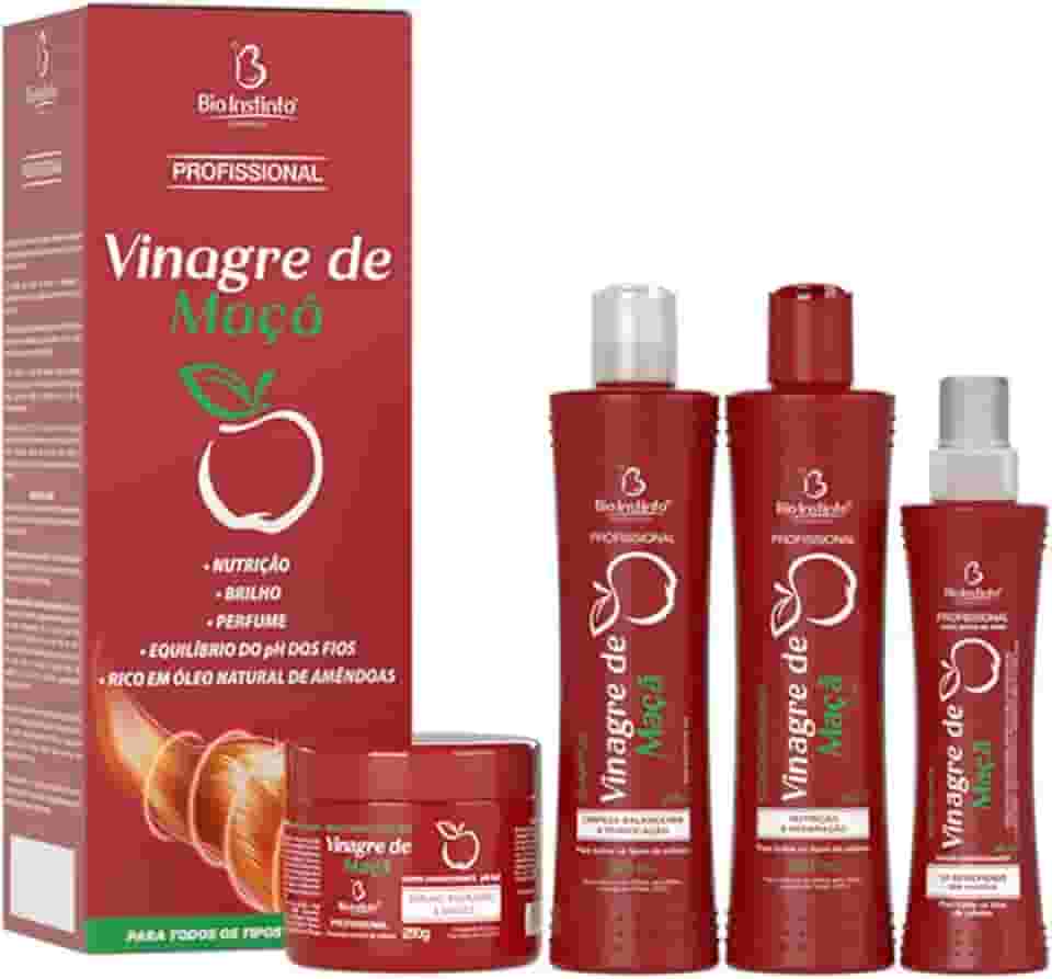 KIT HIDRATAÇÃO CAPILAR VINAGRE DE MAÇÂ BIO INSTINTO 4 ITENS
