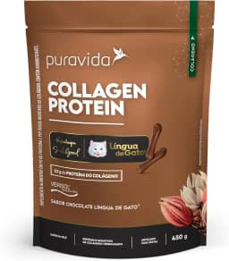 Puravida Colágeno Protein 23g de Proteínas Kopenhagen Língua de Gato Chocolate 450g