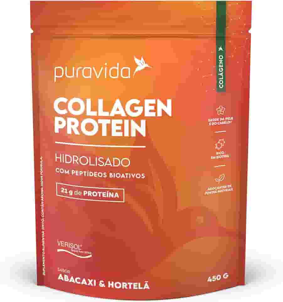 Puravida Colágenos Collagen Protein Verisol Abacaxi Hortelã 450g