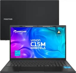 Notebook Positivo Vision C15M Intel Celeron N4500 Linux 8GB RAM 256GB eMMC Tela 15" Full HD IPS Antirreflexo – com Minitela - Cinza