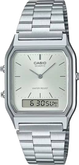 Relógio Casio Feminino Anadigi Vintage Prata AQ-230A-7AMQYDF