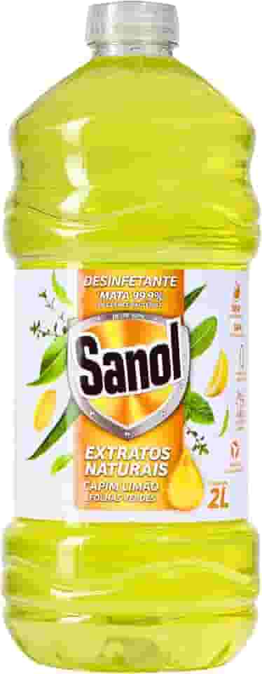 Sanol Desinfetante Extratos Naturais Capim Limão & Folhas Verdes 2 Litros Amarelo
