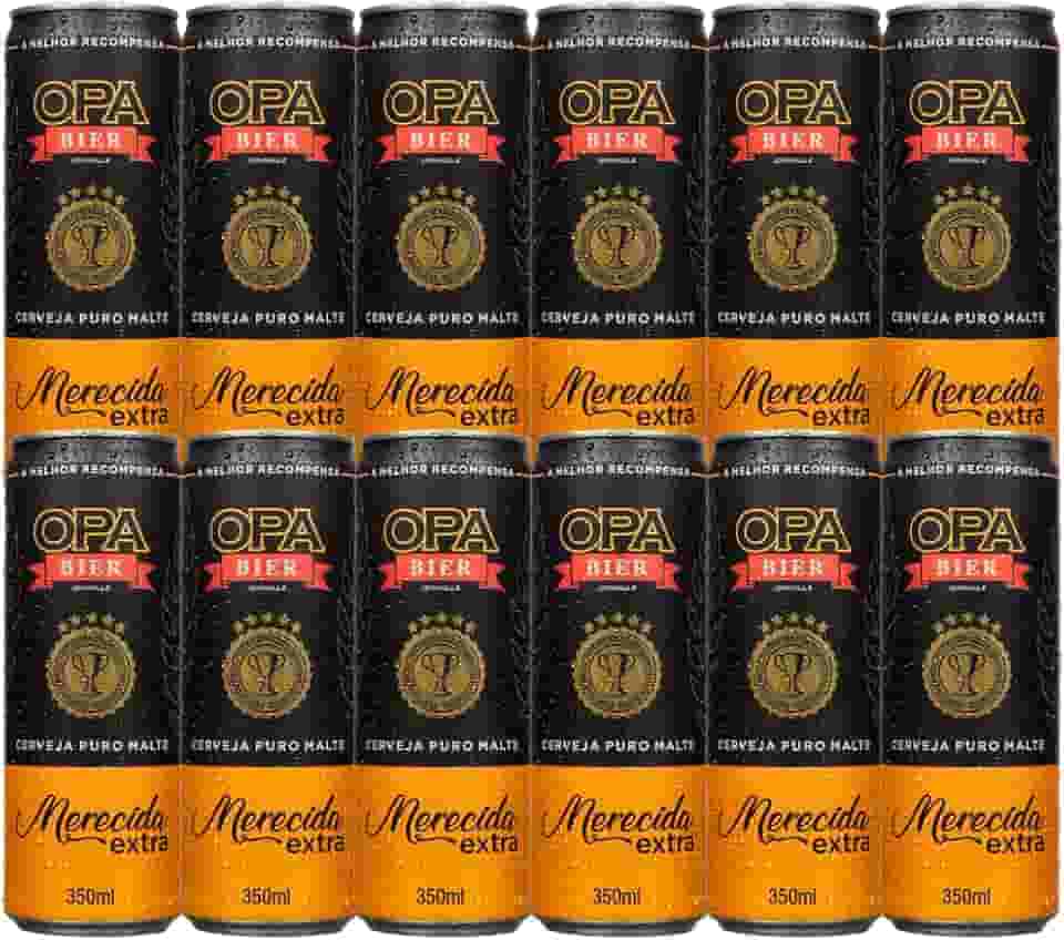 Pack 12 unidades Cerveja Puro Malte Merecida Extra teor 5% 350ml Opa Bier
