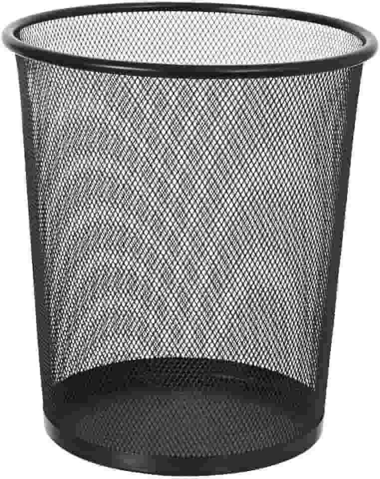 Lixeira Telada de Metal 10 Litros Preta - Cesto de Lixo Aramado para Escritório, Casa, Cozinha e Banheiro - Design Moderno, Resistente e Durável