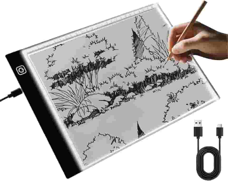 Pasta de LED ultra-fina portátil A4 com escala, 3 caixas de luz ajustáveis com brilho LED dimmável para desenho artístico, esboços, animação, estêncil e pintura em diamante 5D