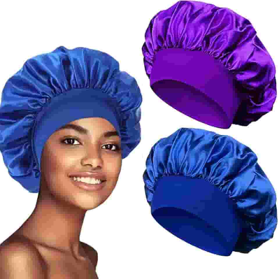 4 peças capota de cetim de seda, touca de cabelo para dormir, touca elástica de seda larga, macio, respirável (Mix1)