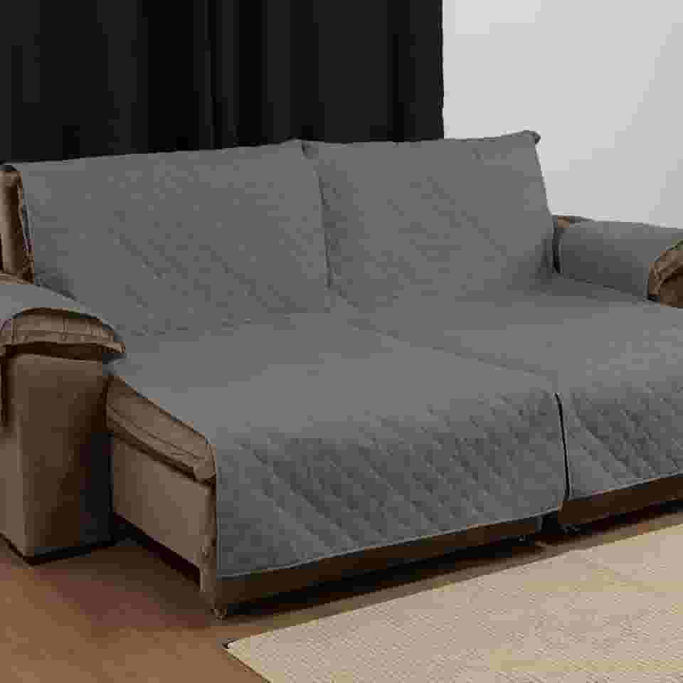 CAPA PARA PROTETORA DE SOFÁ RETRÁTIL E RECLINÁVEL DE DOIS LUGARES DE 1,10M TOTAL 2,20M X 2,40M ALTURA (Cinza)