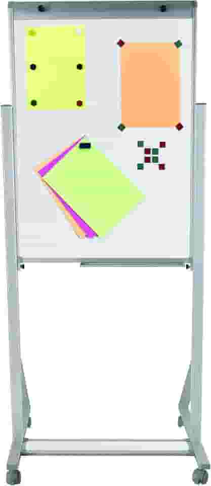 Cavalete Flip Chart Branco Luxo Magnético, 1,0m X 0,70m - Souza & Cia (Ref: 2512) Pés Alumínio com rodízio