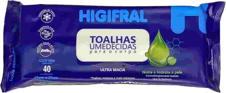 Toalha Umedecida Para Adulto Higifral 40 unidades 25X20cm