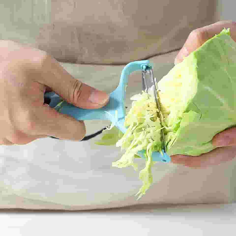 Triturador manual de repolho para uso na cozinha, ralador portátil para salada de salada, ferramenta de corte de vegetais fácil de armazenar, 1 peça (azul)