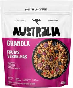 Hart's Natural Granola Australia Frutas Vermelhas | Granola Sem Glúten, Sem Lactose, Vegano | 100% Natural | Alto em Fibras | Snack Saudável | 300g