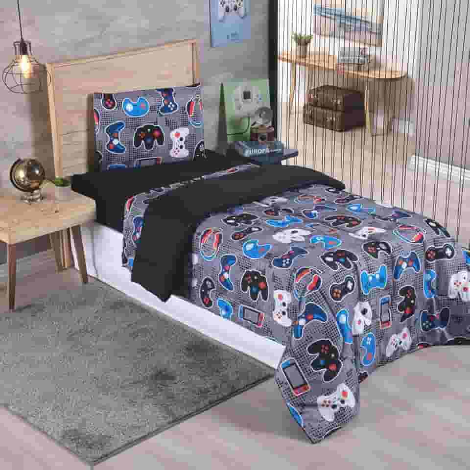 Edredom Solteiro Infantil Dupla Face Play Game 01 Peça