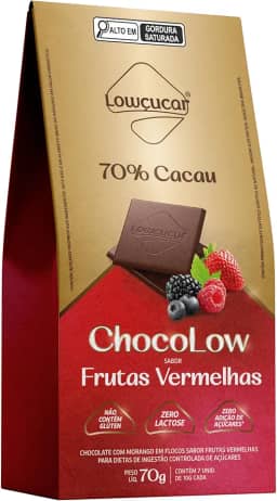 Lowçucar Chocolate 70% Cacau com Frutas Vermelhas – Low Carb, Sabor Irresistível – 70g