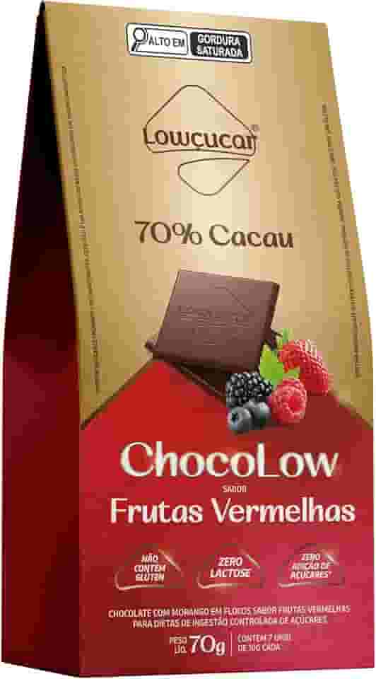 Lowçucar Chocolate 70% Cacau com Frutas Vermelhas – Low Carb, Sabor Irresistível – 70g