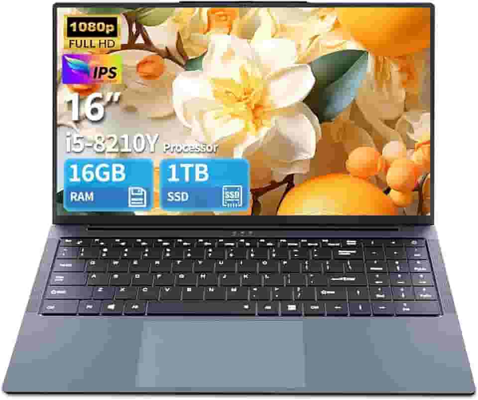 Laptop para jogos de 16 polegadas, laptop i5 de até 3,60 GHZ, laptops 1920 x 1200 tela HD, 16 GB de RAM, SSD de 1 TB, WiFi5, webcam, BT5.0, Mini HDMI, RJ45, teclado retroiluminado, laptops