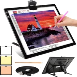 KEIWRLIGHT Caixa De Luz A3 Para Traçado - Quadro Recarregável 3 Cores, 6 Níveis Brilho, Mesa Traçado, Suporte Ajustável, Pintura Diamante, Tatuagem, Desenho Crianças E Adultos