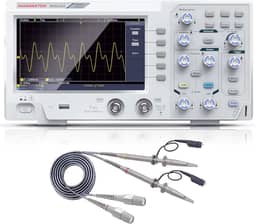 Osciloscópio digital HANMATEK 110 mhz de largura de banda DOS1102 com 2 canais e tela de 18 cm, tela TFT-LCD, kit de osciloscópio profissional portátil com taxa de amostragem de 1GS/s (não para uso médico)