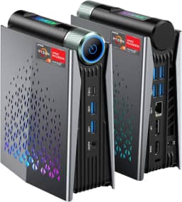 ACEMAGICIAN Mini PC para jogos Ryzen 9 6900HX - AMD Radeon 680M 32GB DDR5 512GB NVMe SSD, mini computadores RGB Lights | WiFi6 | BT5.2 | Dual Channel | Mini Desktop de 3 modos | Até 4,9 GHz
