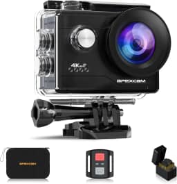 Apexcam Action Camera 4K Sports Camera 20MP 40M 170°Wide-Angle WiFi Waterproof Underwater Camera with 2.4G Remote Control 2 Batteries 2.0'' LCD Ultra HD Camera with Mounting Accessories Kit