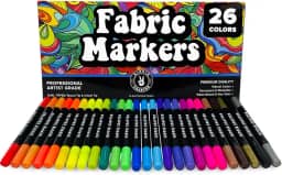 Marcadores de tecido, canetas permanentes de tecido sem sangramento para roupas, roupas de bebê, lona, estofados, camisetas, sapatos e muito mais, conjunto de 26 peças para artistas e crianças, ideal